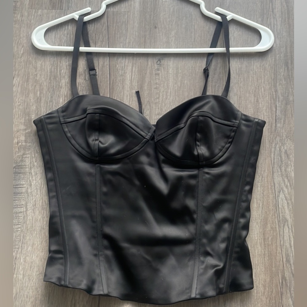 Wilfred Black Satin Bustier Corset Top